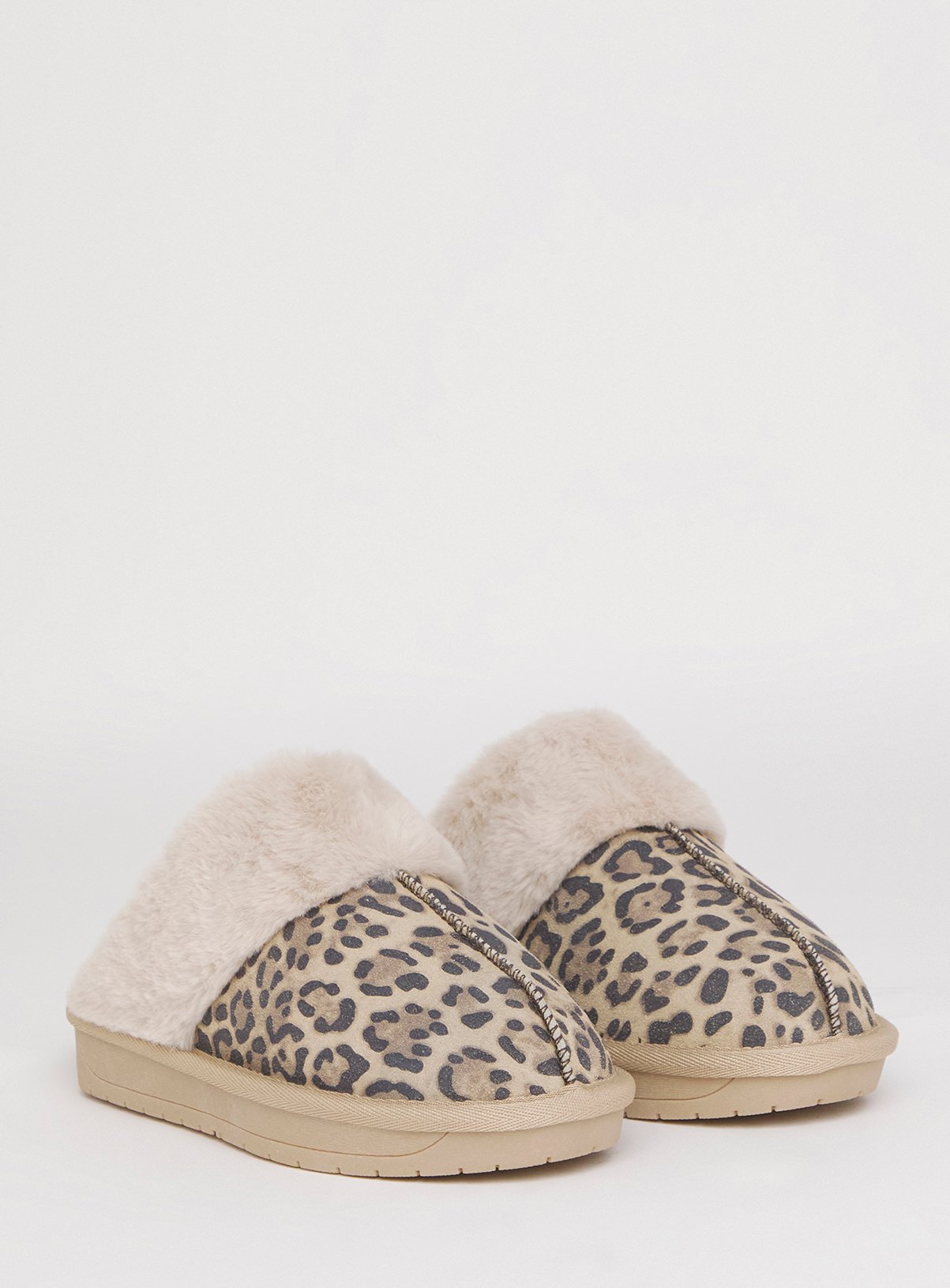 SIMPLY BE Leopard Faux Fur Lined Suede Mule Slipper Wide Fit 6 - Image 2 thumbnail